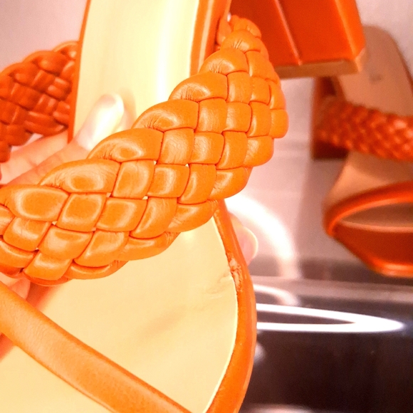 Veda Women's Orange Braided Heeled Sandals - Picture 8 of 13